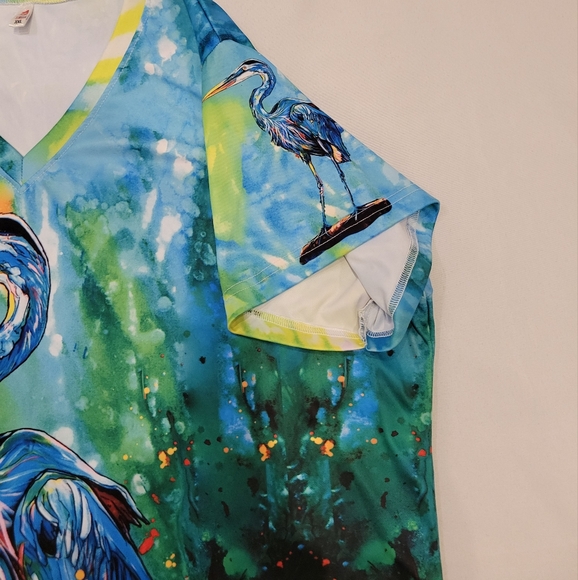 Jen Callahan Unisex T-shirt Size XXL Heron Watercolor Short Sleeve Art to Wear - Picture 5 of 11